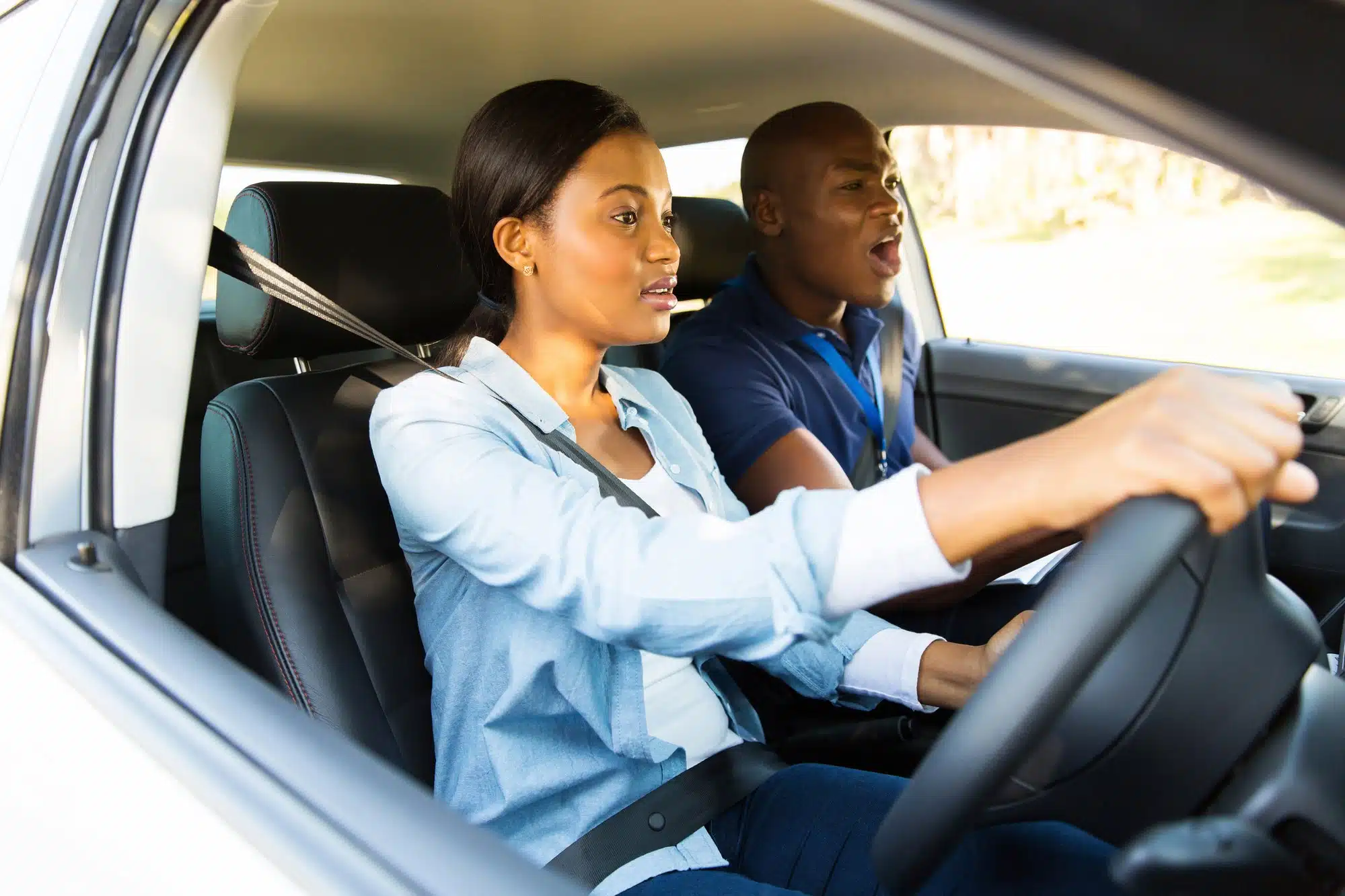 african american couple in car
