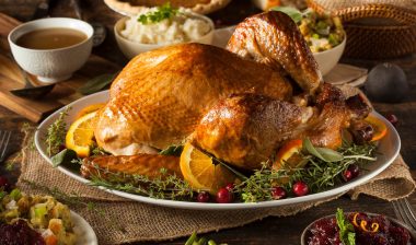 cooked Thanksgiving turkey on a table