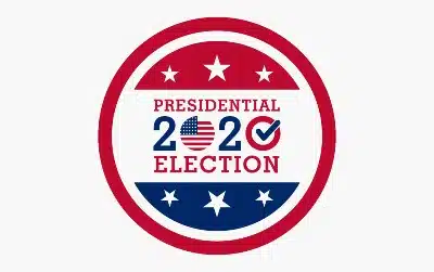 Red-white-and-blue 2020 presidential election graphic - Trump campaign