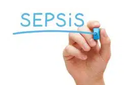 Sepsis written in blue marker