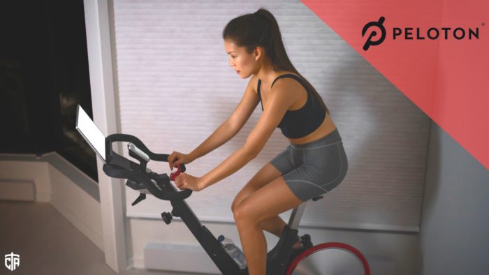 woman on peloton bike