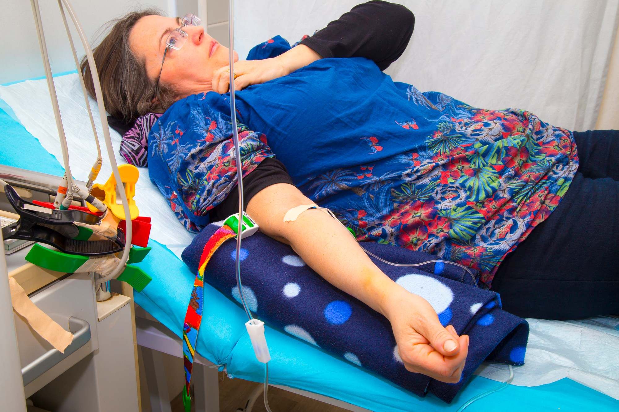 Woman undergoes IV medication
