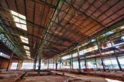 Abandoned warehouse with asbestos