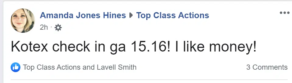 U by Kotex tampons settlement checks