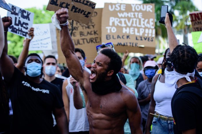 peaceful protesters at Black Lives Matter demonstration