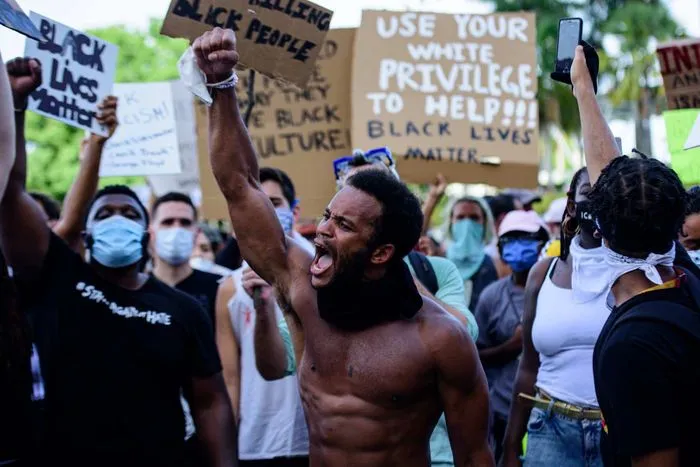 peaceful protesters at Black Lives Matter demonstration