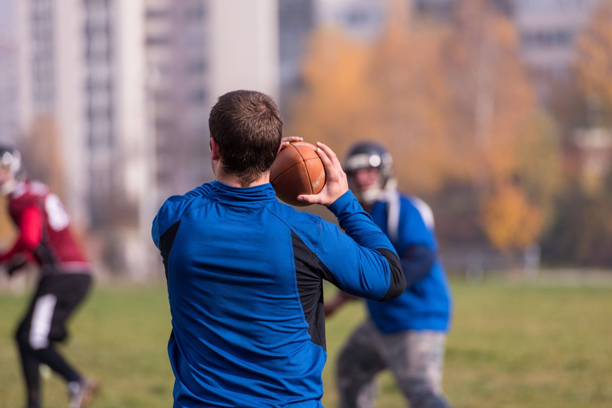 Football players during practice