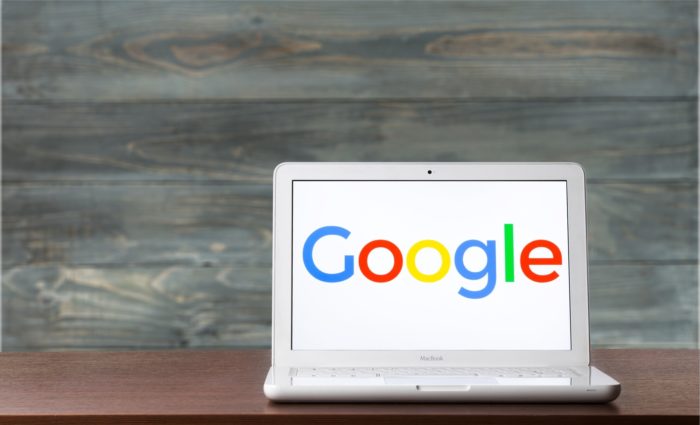 Google search engine up on laptop