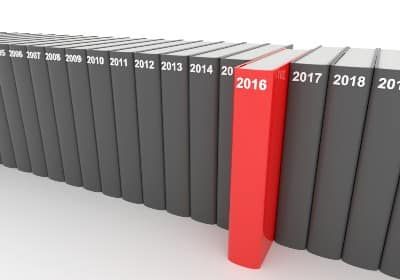A red 2016 yearbook stands out from surrounding grey yearbooks - privacy rights