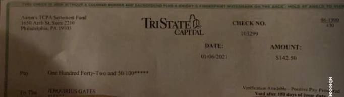 Settlement checks!