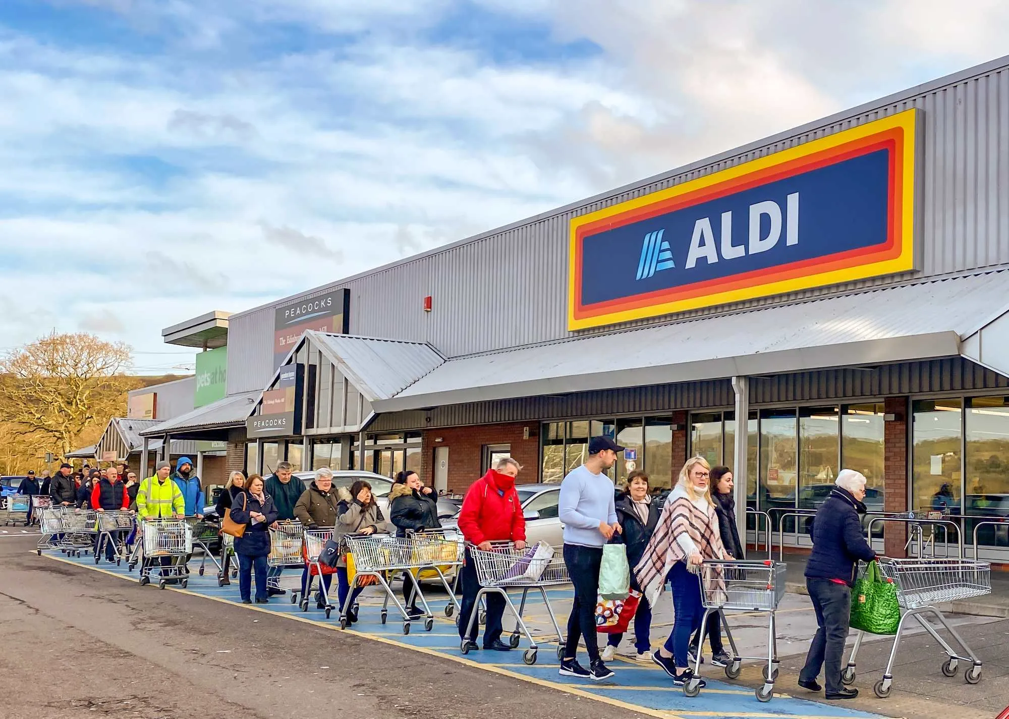 Line forms outside Aldi