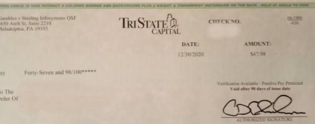Settlement checks!