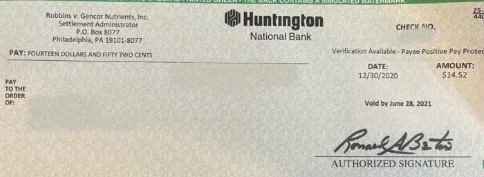 Settlement checks!