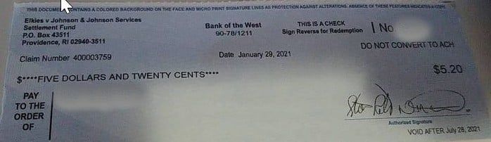 Infants' Tylenol Settlement Checks