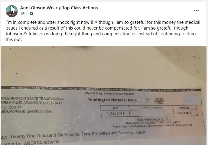 Washington State Pelvic Mesh settlement checks