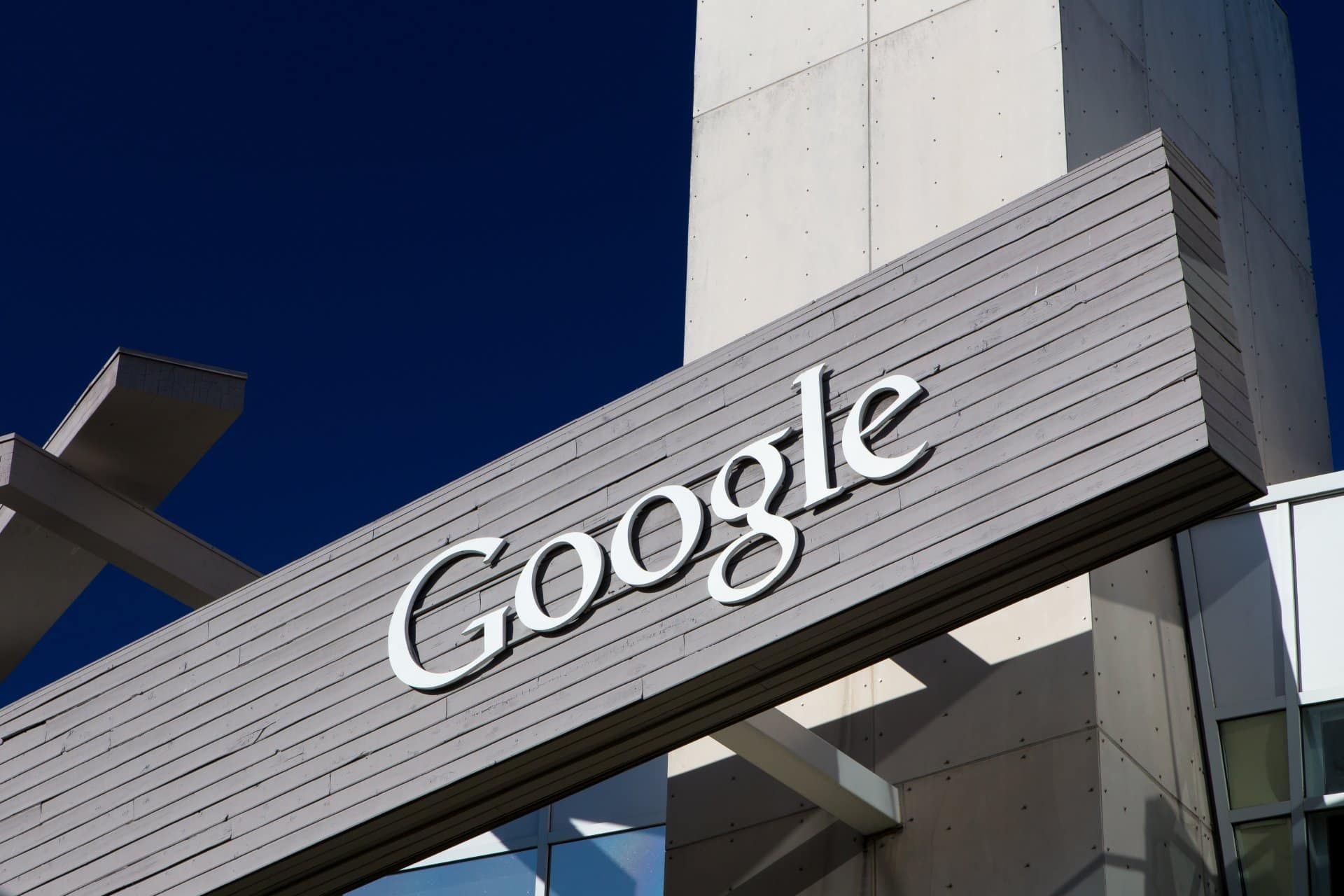 A Google sign on the company headquarters