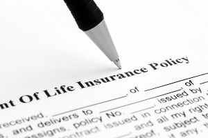 Closeup of a pen point on a life insurance policy - iul