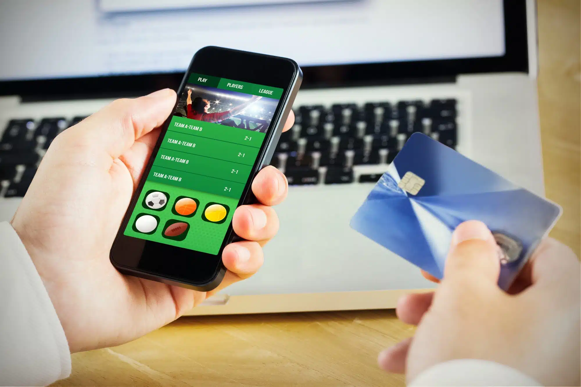 man playing sports gambling app