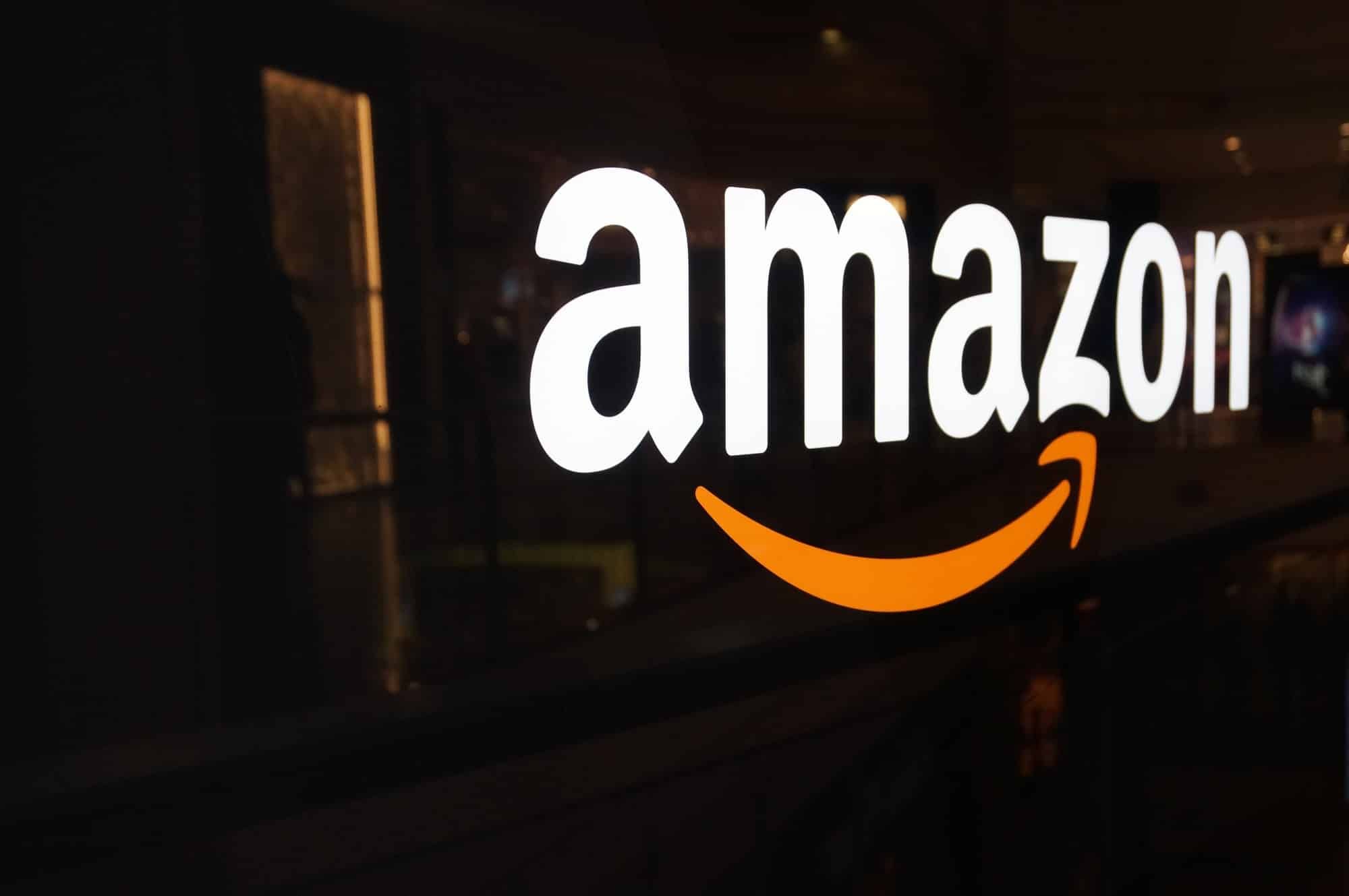 Amazon logo regarding workers missing meals and lawsuit filed because of it