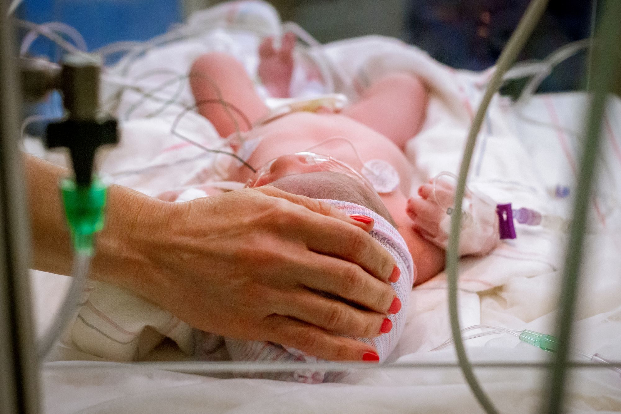 baby in incubator in NICU