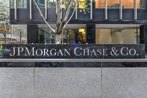 JPMorgan Chase & Co. sign outside corporate office in New York City - Iran hostage crisis