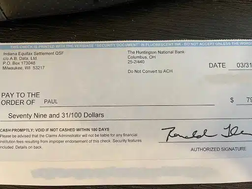 Indiana Equifax settlement payout