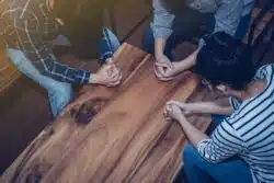 youth church group praying