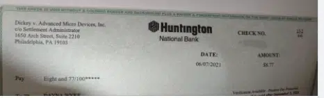 AMD settlement checks in the mail - 2nd distribution