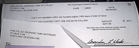 AmeriGas propane tank settlement checks in the mail