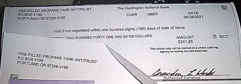 AmeriGas propane tank settlement checks in the mail