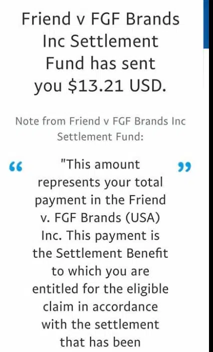 Naan FB settlement payouts