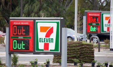 A Florida gas station sign says "Out" because its tanks are empty in May 2021. Amid the Colonial Pipeline Co. cyber attack and shutdown, the U.S. was facing gasoline shortages and high gas prices.
