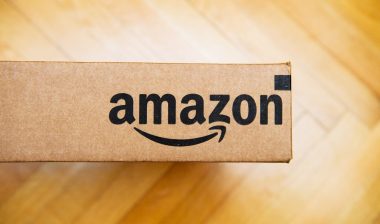 Amazon logo on cardboard box