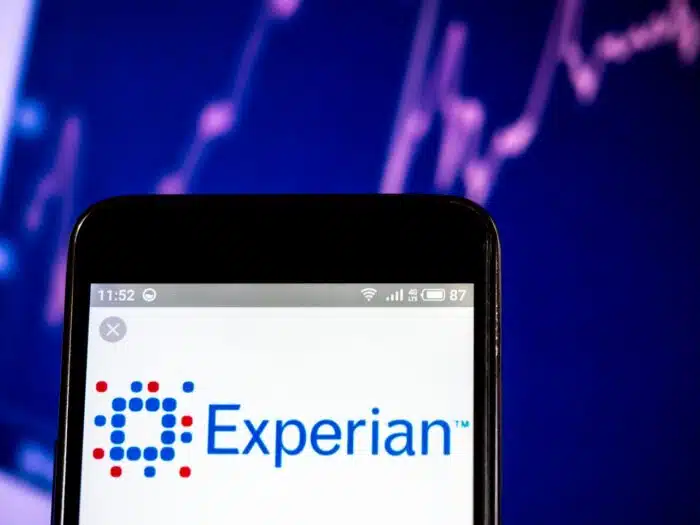 Experian plc company logo seen displayed on smart phone.