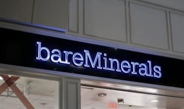 BareMinerals brand logo sign at retail store location