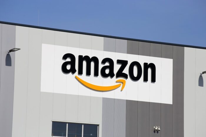 Amazon logo on the logistics centre