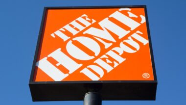 A Home Depot sign.