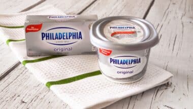 Two varieties of Philadelphia Cream Cheese products.