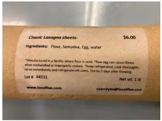 Local Fix. Classic Lasagna packaging