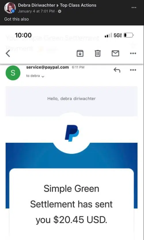 simple green settlement payment 1