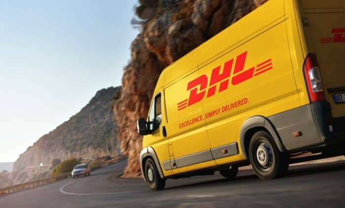 delivery van speeding by countryside