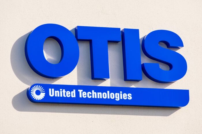 Otis United Technologies sign at Otis Elevator company