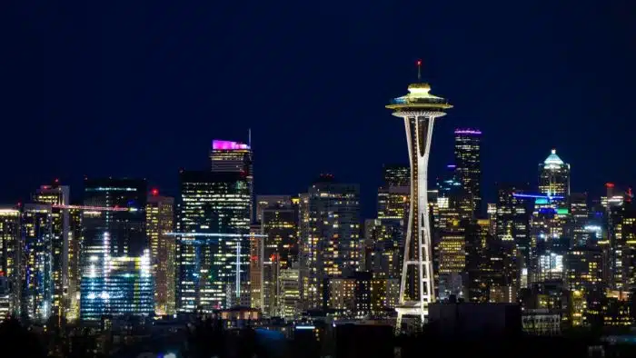 View onto the skyline of Seattle, Washington, taken from the Kerry Park. - seattle city light class action - Seattle City Light lawsuit