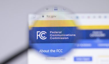 Federal Communications Commission FCC logo close-up on website page,