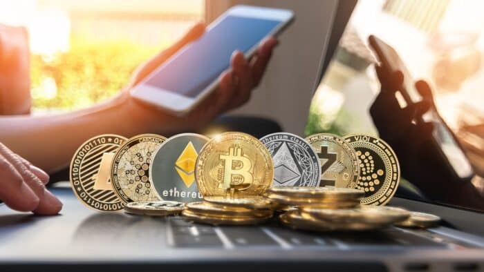 cryptocurrency coin with altcoin digital crypto currency tokens