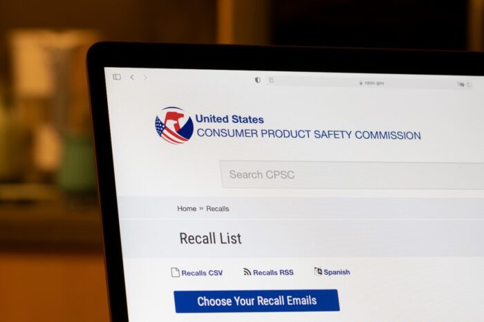 The recall list page on the United States Consumer Product Safety Commission