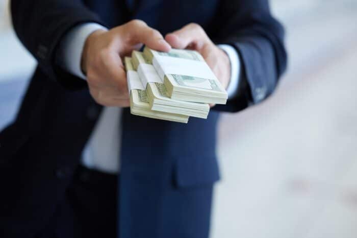 closeup money in male hands