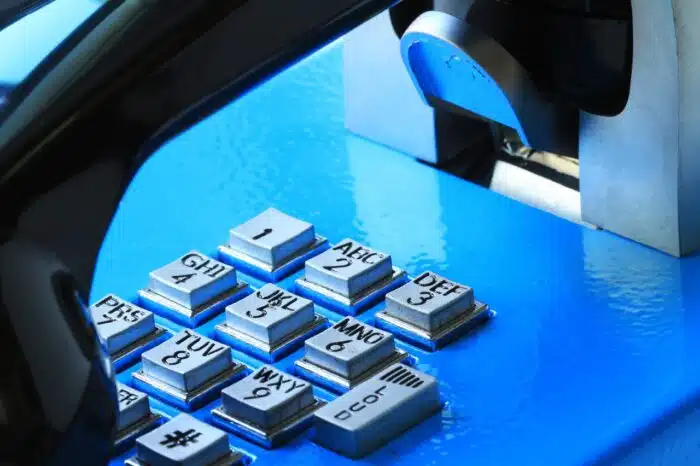 Payphone close up, prison call concept - global tel link advancepay - GTL lawsuit - gtl class action