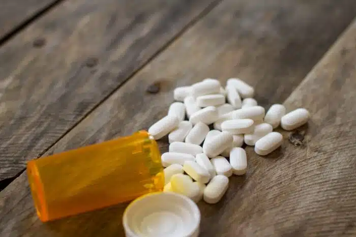 pharmaceutical opiod pills spilled out