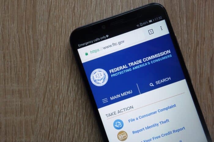 Federal Trade Commission (FTC) website displayed on a modern smartphone